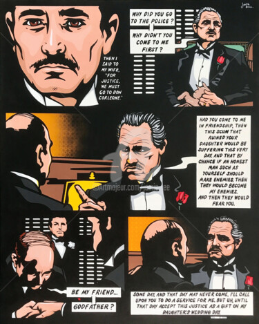 Painting titled "The Godfather - Bon…" by Jamie Lee, Original Artwork, Acrylic Mounted on Wood Stretcher frame