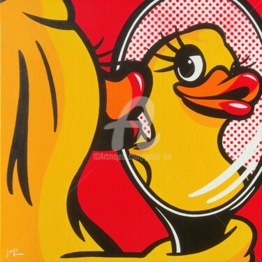 Painting titled "Duck Face" by Jamie Lee, Original Artwork, Acrylic Mounted on Wood Stretcher frame