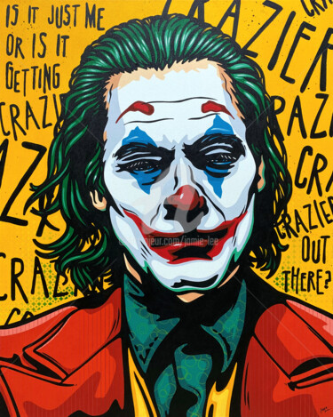 Schilderij getiteld "Joker" door Jamie Lee, Origineel Kunstwerk, Acryl Gemonteerd op Frame voor houten brancard