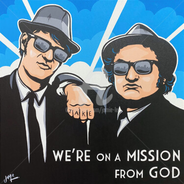 Painting titled "Blues Brothers - Mi…" by Jamie Lee, Original Artwork, Acrylic Mounted on Wood Stretcher frame