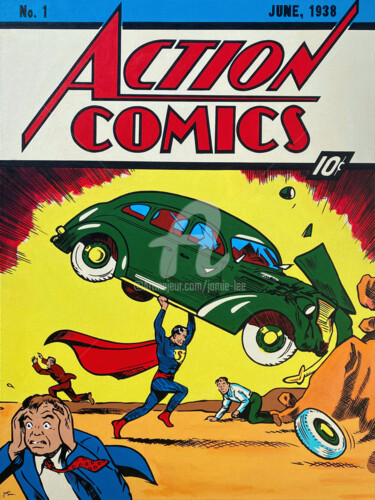 Painting titled "Action Comics No 1" by Jamie Lee, Original Artwork, Acrylic