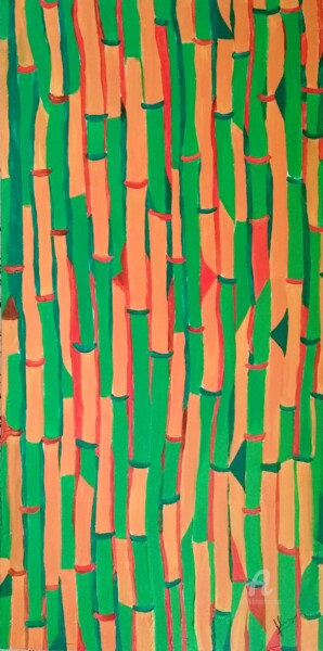 Painting titled "Green" by Jamila Rounak, Original Artwork, Acrylic