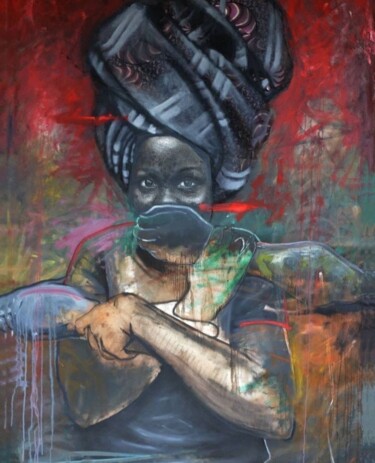 Malarstwo zatytułowany „Caged” autorstwa Jamiu Hassan, Oryginalna praca, Akryl