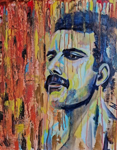 Pittura intitolato "Freddie Mercury" da Jan-Albert Ernsten, Opera d'arte originale, Olio