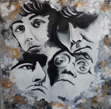 Schilderij getiteld "The Beatles" door Jan-Albert Ernsten, Origineel Kunstwerk, Olie