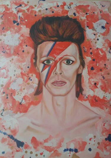 Schilderij getiteld "Bowie" door Jan-Albert Ernsten, Origineel Kunstwerk, Olie