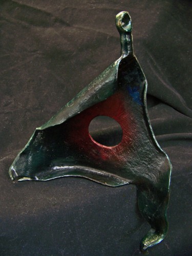 Sculpture titled "Red Moon" by Jan And Jo Moore, Original Artwork, Metals