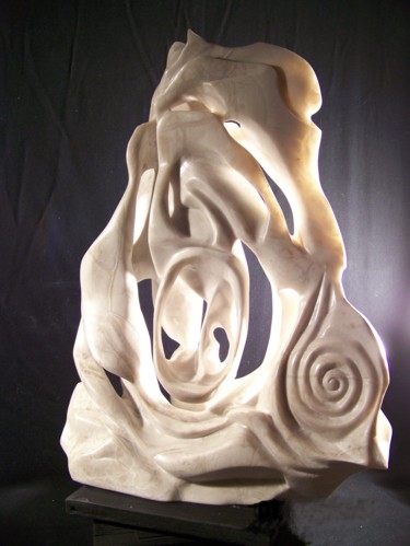 Sculpture titled "White Buffalo Time" by Jan And Jo Moore, Original Artwork, Stone