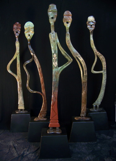 Sculpture titled "Shaman Singers" by Jan And Jo Moore, Original Artwork, Metals
