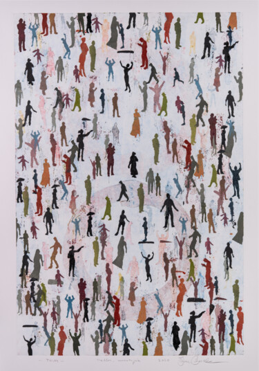 Gravures & estampes intitulée "Crowd / Tłum" par Jan Bosak, Œuvre d'art originale, Monotype