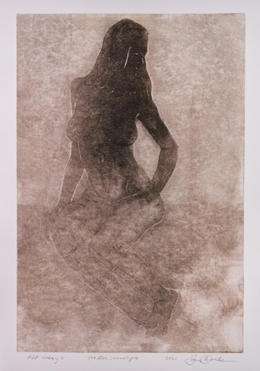 Отпечатки и Гравюры под названием "Sitting nude II" - Jan Bosak, Подлинное произведение искусства, Монотип