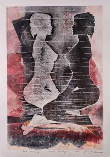 Отпечатки и Гравюры под названием "Double nude" - Jan Bosak, Подлинное произведение искусства, Монотип