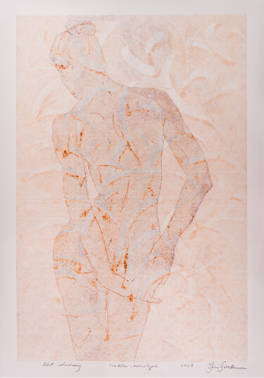 Gravures & estampes intitulée "Reversed nude II" par Jan Bosak, Œuvre d'art originale, Monotype
