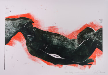 Gravures & estampes intitulée "Lying nude" par Jan Bosak, Œuvre d'art originale, Monotype