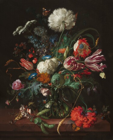 Painting titled "Vase de fleurs" by Jan Davidsz. De Heem, Original Artwork, Oil