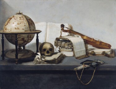 Malarstwo zatytułowany „Vanitas Nature mort…” autorstwa Jan Davidsz. De Heem, Oryginalna praca, Olej