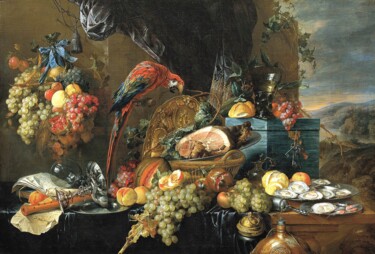 Pittura intitolato "Une table richement…" da Jan Davidsz. De Heem, Opera d'arte originale, Olio