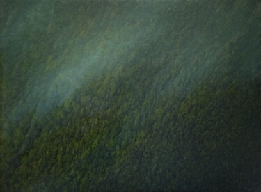 Painting titled "Mountains" by Jan De Vleeschauwer, Original Artwork, Oil Mounted on Wood Stretcher frame