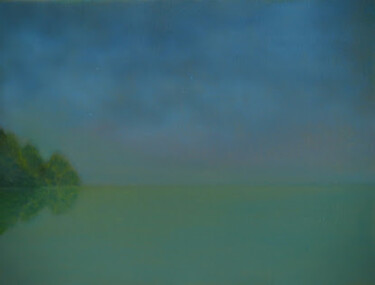 Painting titled "Lake 1" by Jan De Vleeschauwer, Original Artwork, Oil Mounted on Wood Stretcher frame