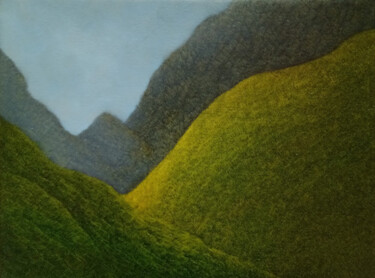 Pittura intitolato "MountainscapeIV" da Jan De Vleeschauwer, Opera d'arte originale, Olio Montato su Telaio per barella in l…