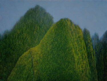 Painting titled "Mountainscape X" by Jan De Vleeschauwer, Original Artwork, Oil Mounted on Wood Stretcher frame