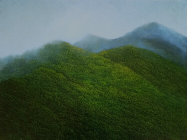 Painting titled "Mountainscape XXII" by Jan De Vleeschauwer, Original Artwork, Oil Mounted on Wood Stretcher frame