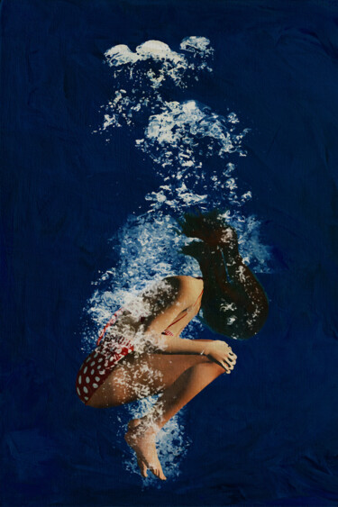 Arte digitale intitolato "Meisje zwemmend ond…" da Jan Keteleer, Opera d'arte originale, Pittura digitale Montato su Allumin…