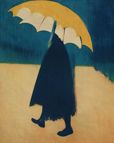 Картина под названием "Walking on a rainy…" - Jan Keteleer, Подлинное произведение искусства, Цифровая живопись