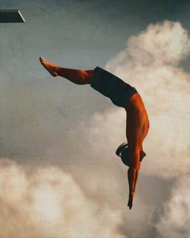 Digital Arts titled "Painted Man Diving…" by Jan Keteleer, Original Artwork, 2D Digital Work
