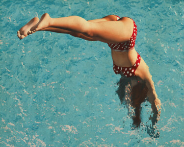 Arts numériques intitulée "Girl diving in the…" par Jan Keteleer, Œuvre d'art originale, Travail numérique 2D