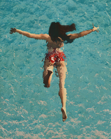 Arts numériques intitulée "Girl Swimming in th…" par Jan Keteleer, Œuvre d'art originale, Travail numérique 2D