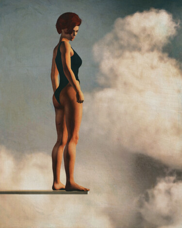 Digital Arts με τίτλο "Woman looking down…" από Jan Keteleer, Αυθεντικά έργα τέχνης, 2D ψηφιακή εργασία