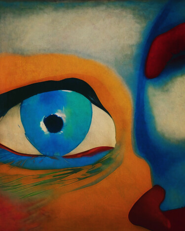 Digitale Kunst getiteld "The blue staring eye" door Jan Keteleer, Origineel Kunstwerk, 2D Digital Work