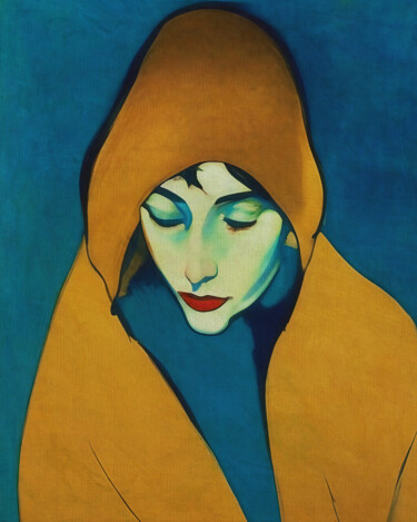 Peinture intitulée "Woman wearing rainc…" par Jan Keteleer, Œuvre d'art originale, Peinture numérique Monté sur Châssis en b…