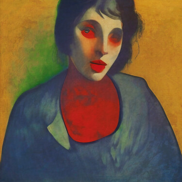 Peinture intitulée "The woman with red…" par Jan Keteleer, Œuvre d'art originale, Travail numérique 2D Monté sur Châssis en…