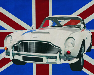 Digital Arts titled "Aston Martin DB5 in…" by Jan Keteleer, Original Artwork, Digital Painting