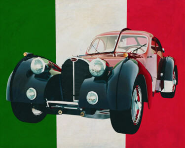 Digitale Kunst getiteld "Bugatti Atlantic It…" door Jan Keteleer, Origineel Kunstwerk, Digitaal Schilderwerk