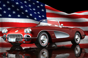 「Chevrolet Corvette…」というタイトルのデジタルアーツ Jan Keteleerによって, オリジナルのアートワーク, 3Dスカルプティング