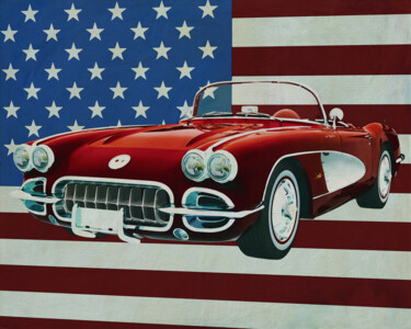 Artes digitais intitulada "Chevrolet Corvette…" por Jan Keteleer, Obras de arte originais, Pintura digital
