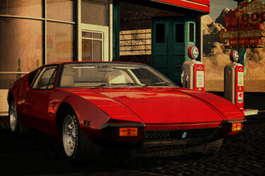 Digitale Kunst mit dem Titel "De Tomaso Pantera a…" von Jan Keteleer, Original-Kunstwerk, 3D Modellierung