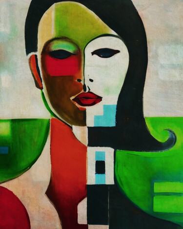 Malerei mit dem Titel "The woman in colorf…" von Jan Keteleer, Original-Kunstwerk, Digitale Malerei