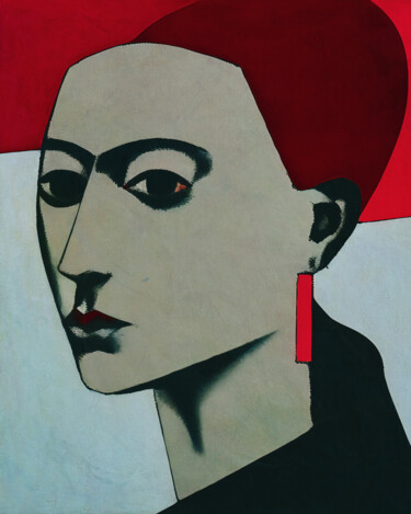 Arts numériques intitulée "The woman with the…" par Jan Keteleer, Œuvre d'art originale, Peinture numérique