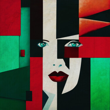 Digitale Kunst mit dem Titel "The woman who hides" von Jan Keteleer, Original-Kunstwerk, Digitale Malerei
