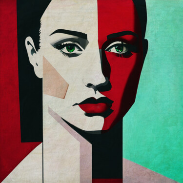 Digitale Kunst mit dem Titel "The gazing girl" von Jan Keteleer, Original-Kunstwerk, Digitale Malerei