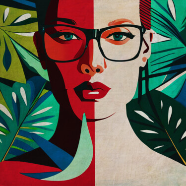 Malerei mit dem Titel "Woman in two colors…" von Jan Keteleer, Original-Kunstwerk, Digitale Malerei