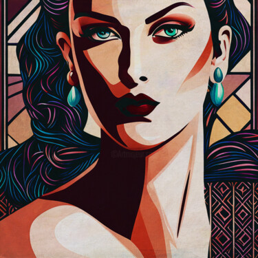 Картина под названием "Portrait of a woman…" - Jan Keteleer, Подлинное произведение искусства, Цифровая живопись