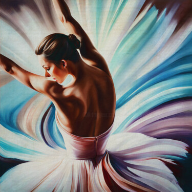 Картина под названием "Ballerina with swin…" - Jan Keteleer, Подлинное произведение искусства, Цифровая живопись