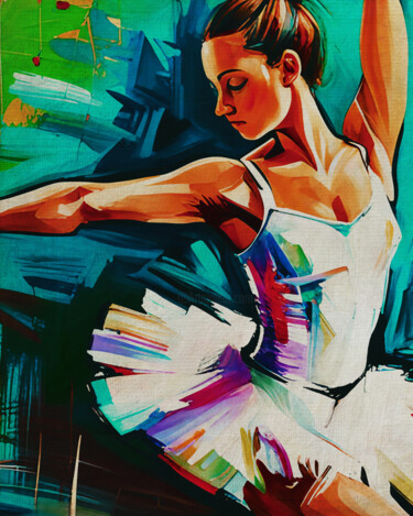 Pintura intitulada "Young ballerina in…" por Jan Keteleer, Obras de arte originais, Pintura digital