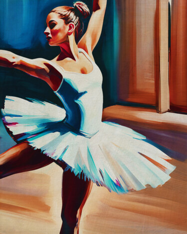 Painting titled "Ballerina on the th…" by Jan Keteleer, Original Artwork, Digital Painting