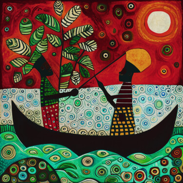 Malerei mit dem Titel "Fishermen in Africa" von Jan Keteleer, Original-Kunstwerk, Acryl Auf Andere starre Platte montiert